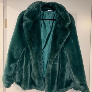 Green Faux Fur Coat